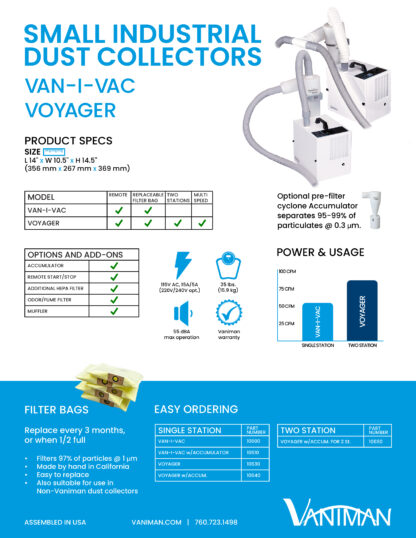 Voyager / Van-I-Vac Spec Sheet