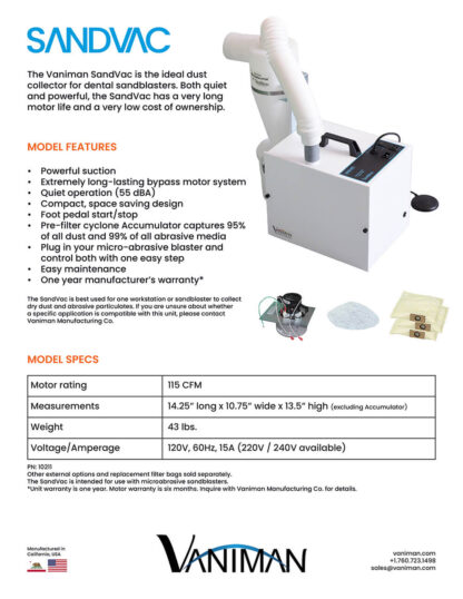 SandVac One Pager Spec Sheet