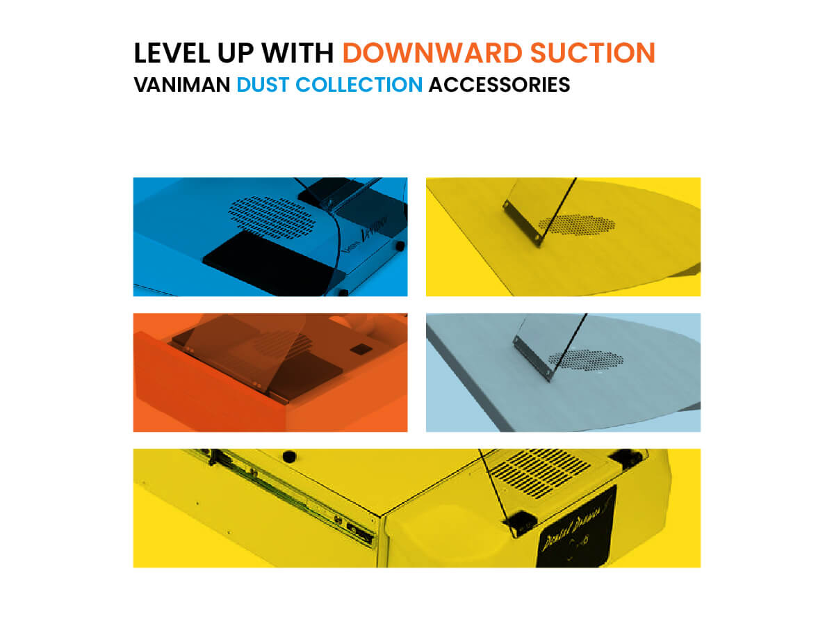 Blog banner for Post About Downward Suction Accessories; features colored boxes with Vaniman products inside.