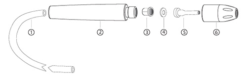 Vaniman sandblaster handpiece assembly diagram (exploded)