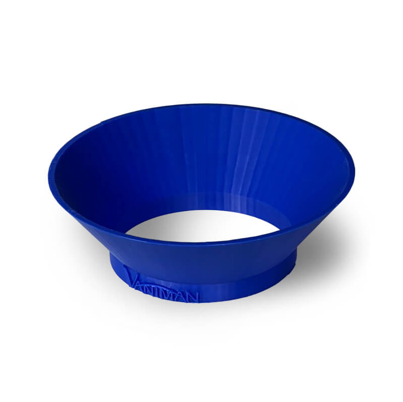 Vaniman tank funnel for sandblaster media filling – wide-mouth accessory with molded base, Part Number 97998.