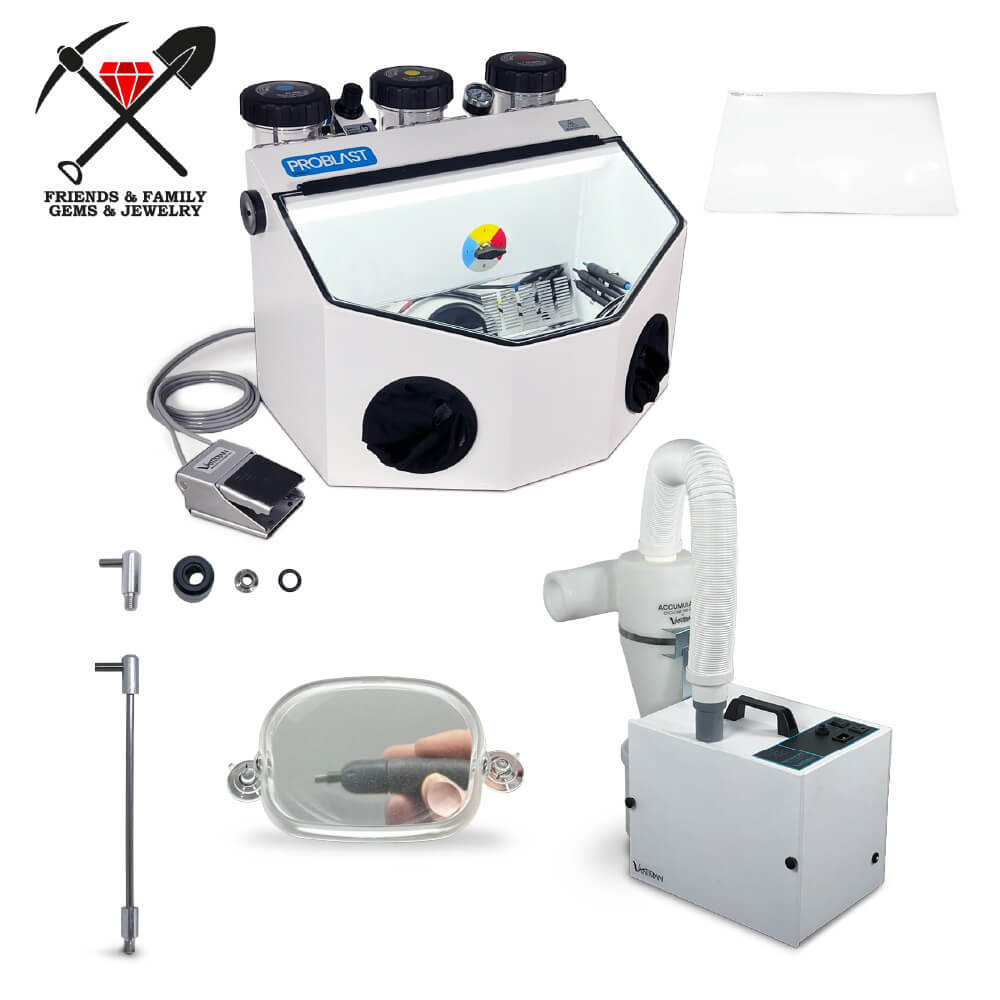 Friends and Family Gems and Jewelry Right Angle Combo - Sandblaster, Dust Collector, Right Angle Handpiece Tips, and More
