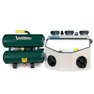 A Vaniman 4.2 gallon air compressor and Master Problast 3 sandblaster.
